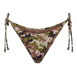 NWT SKIMS Recycled Swim Dippy Side Tie Camo Bikini Bottoms, 3X, Color Logo Camo